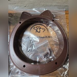 NO-FLAP  Large CAT DOOR Brown Plastic NIB Cat Ears Design New